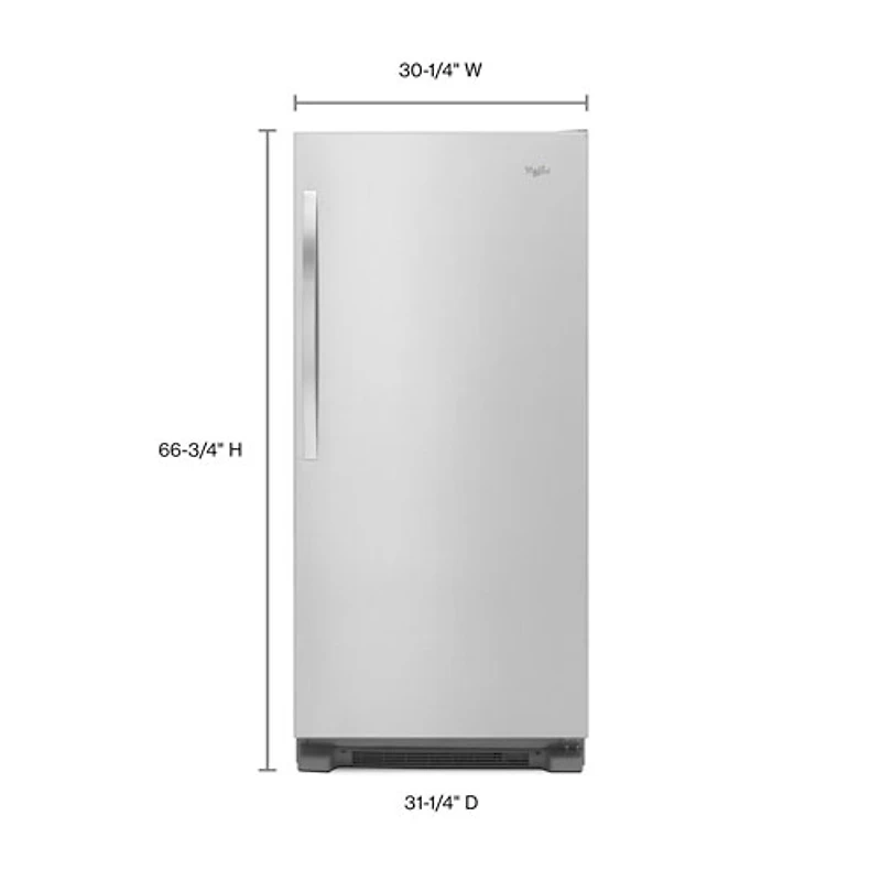 Réfrigérateur sans congélateur 18 pi3 et 31 po avec éclairage DEL de Whirlpool - Inox monochrome