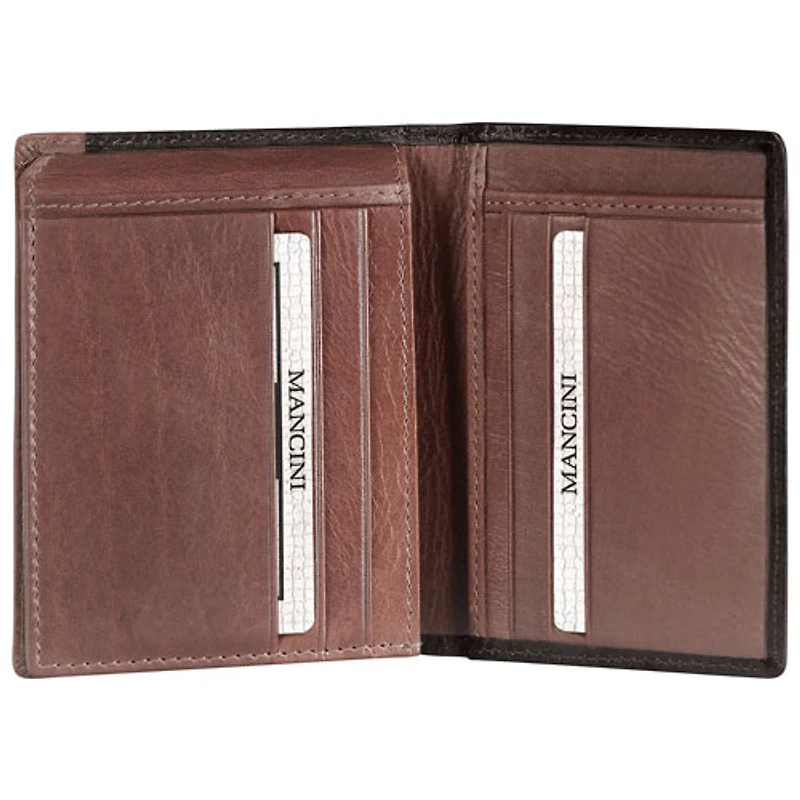 Mancini Casablanca Leather Vertical Wing Wallet - Black