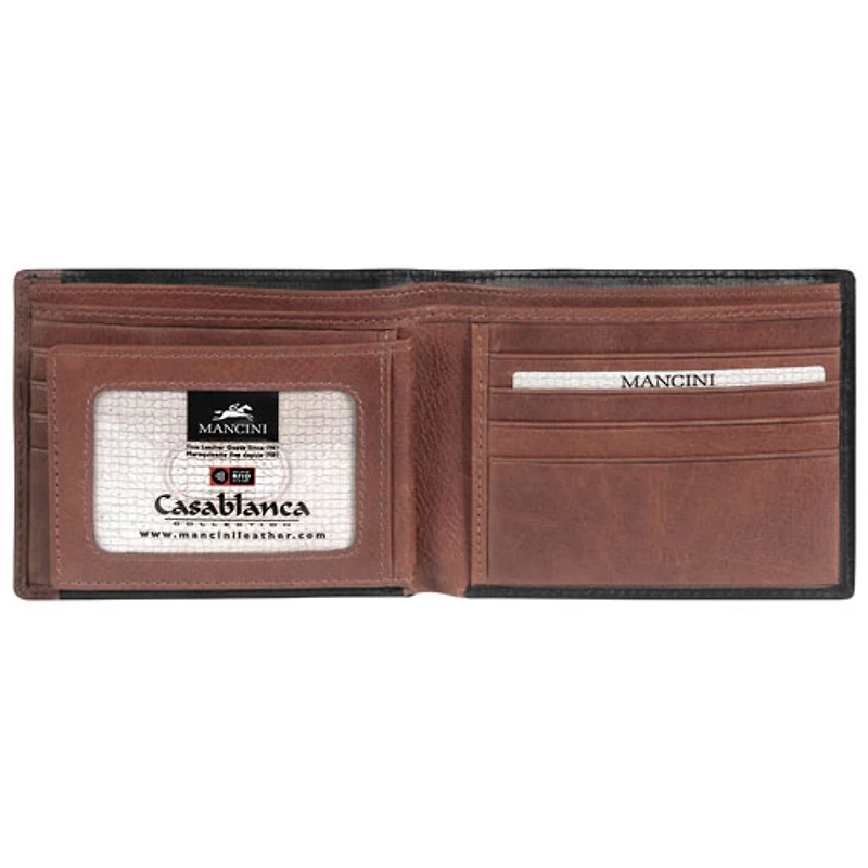 Mancini Casablanca Leather Billfold with Removable Passcase - Black