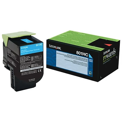 Lexmark 801HC Cyan High Yield Return Program Toner (80C1HC0)