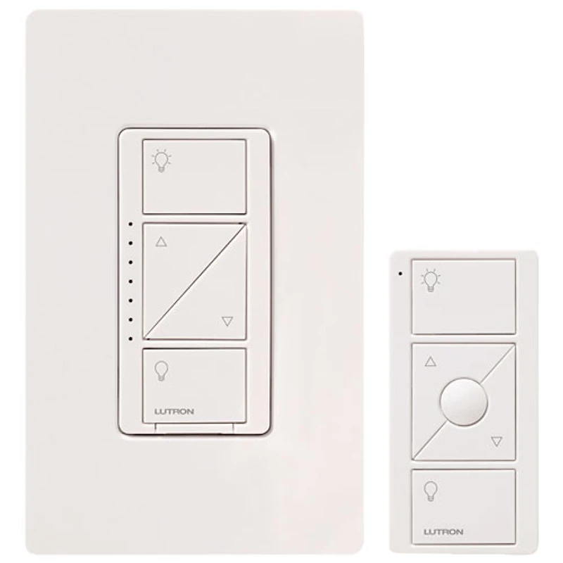 Trousse à gradateur sans fil Caseta Lutron à télécommande Pico et gradateur mural (P-PKG1W-WH-R-C)