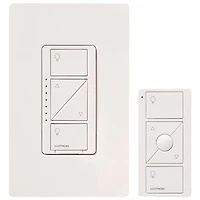 Trousse à gradateur sans fil Caseta Lutron à télécommande Pico et gradateur mural (P-PKG1W-WH-R-C)