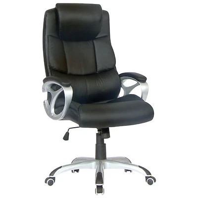 Chaise de bureau ergonomique en cuir à dossier élevé de TygerClaw - Noir (TYFC2102)
