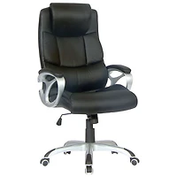 Chaise de bureau ergonomique en cuir à dossier élevé de TygerClaw - Noir (TYFC2102)