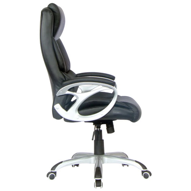 Chaise de bureau ergonomique en cuir à dossier élevé de TygerClaw - Noir (TYFC2102)