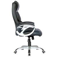 Chaise de bureau ergonomique en cuir à dossier élevé de TygerClaw - Noir (TYFC2102)