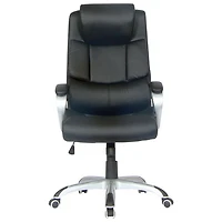 Chaise de bureau ergonomique en cuir à dossier élevé de TygerClaw - Noir (TYFC2102)