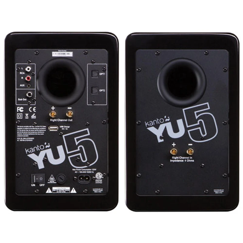Kanto YU5 80-Watt Bluetooth Bookshelf Speaker - Gloss Black - Pair