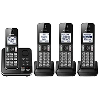Panasonic 4-Handset DECT Cordless Phone with Answering Machine (KXTGD394B)