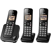Téléphone sans fil DECT à 3 combinés de Panasonic (KXTGC383B) - Noir