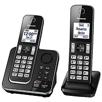Système téléphonique sans fil DECT à 2 combinés avec répondeur de Panasonic (KXTGD392B) - Noir