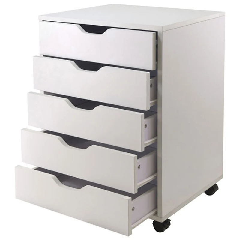 Halifax Contemporary 5-Drawer Mobile Cabinet - White