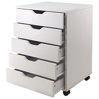 Halifax Contemporary 5-Drawer Mobile Cabinet - White