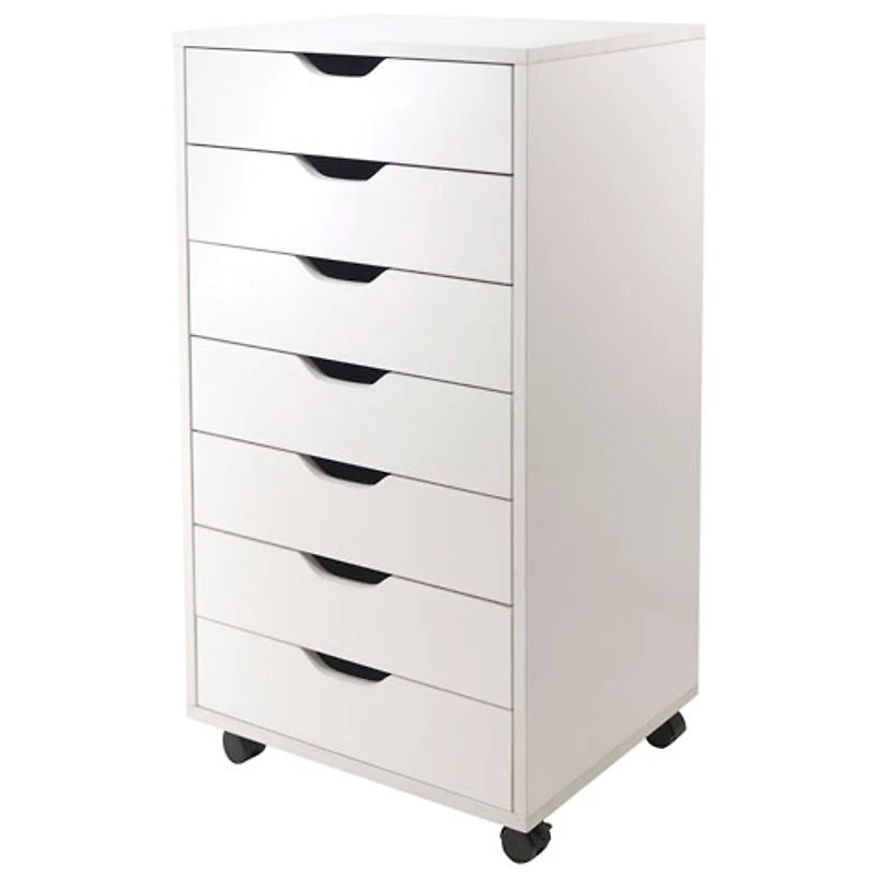 Armoire mobile contemporaine Halifax à 7 tiroirs - Blanc