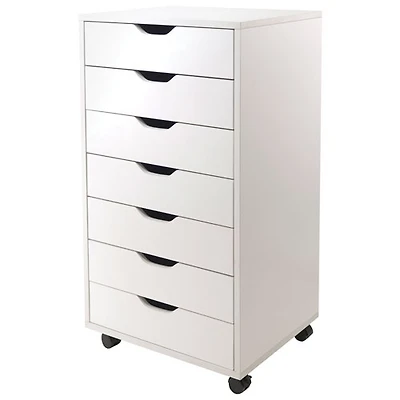 Armoire mobile contemporaine Halifax à 7 tiroirs - Blanc
