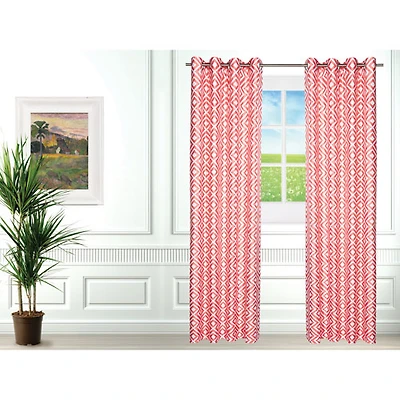 Gouchee Design Chelsea Curtain - Set of 2 - Coral/White
