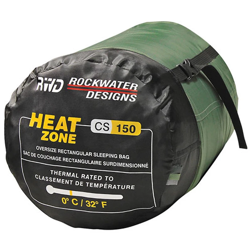 Sac de couchage Heat Zone rectangulaire de Rockwater Designs (0 °C) - Vert forêt-gris foncé