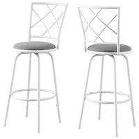 Contemporary Fabric Barstool - Set of 2 - White/Grey