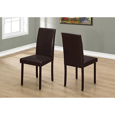 Contemporary Faux Leather Dining Chair - Set of 2 - Dark Brown