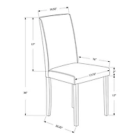 Contemporary Faux Leather Dining Chair - Set of 2 - Dark Brown