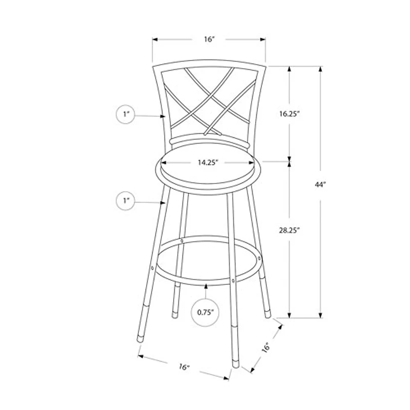 Contemporary Faux Leather Barstool - Set of 2 - Black
