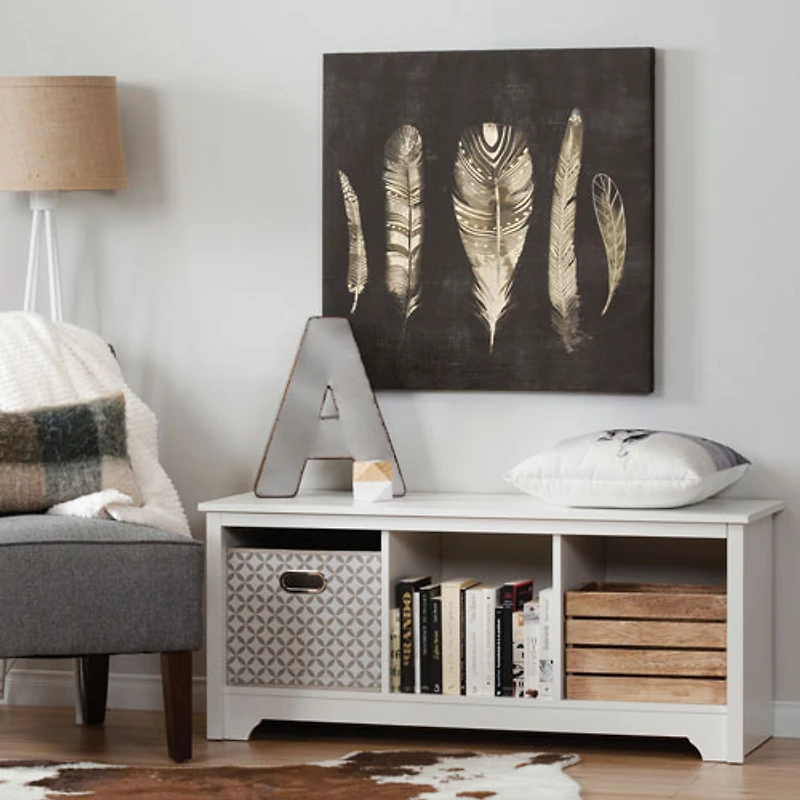 Vito Transitional 3-Shelf Storage Bench - White