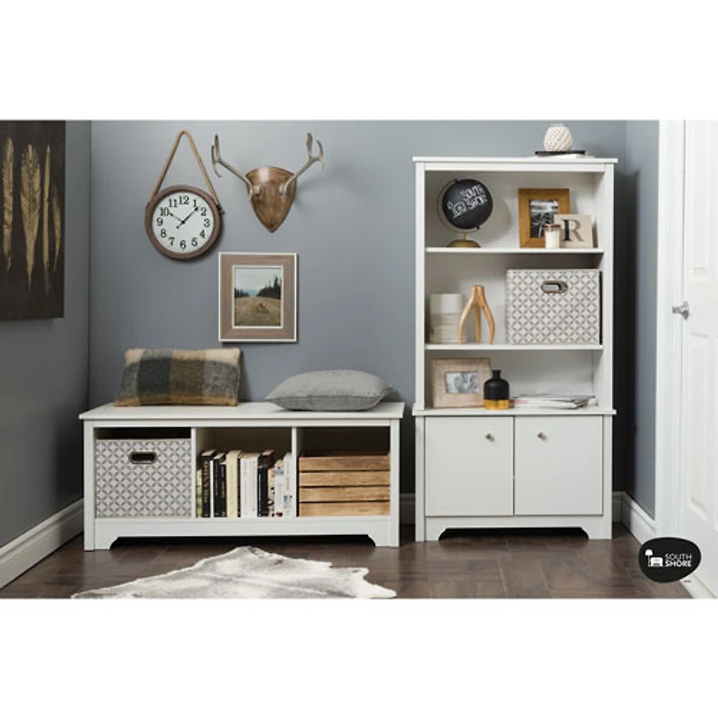 Vito Transitional 3-Shelf Storage Bench - White