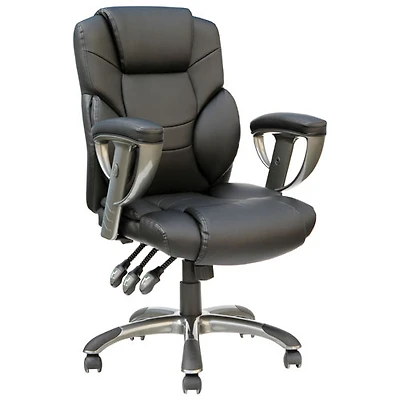 Fauteuil de bureau ergonomique en cuir reconstitué à dossier élevé de TygerClaw - Noir