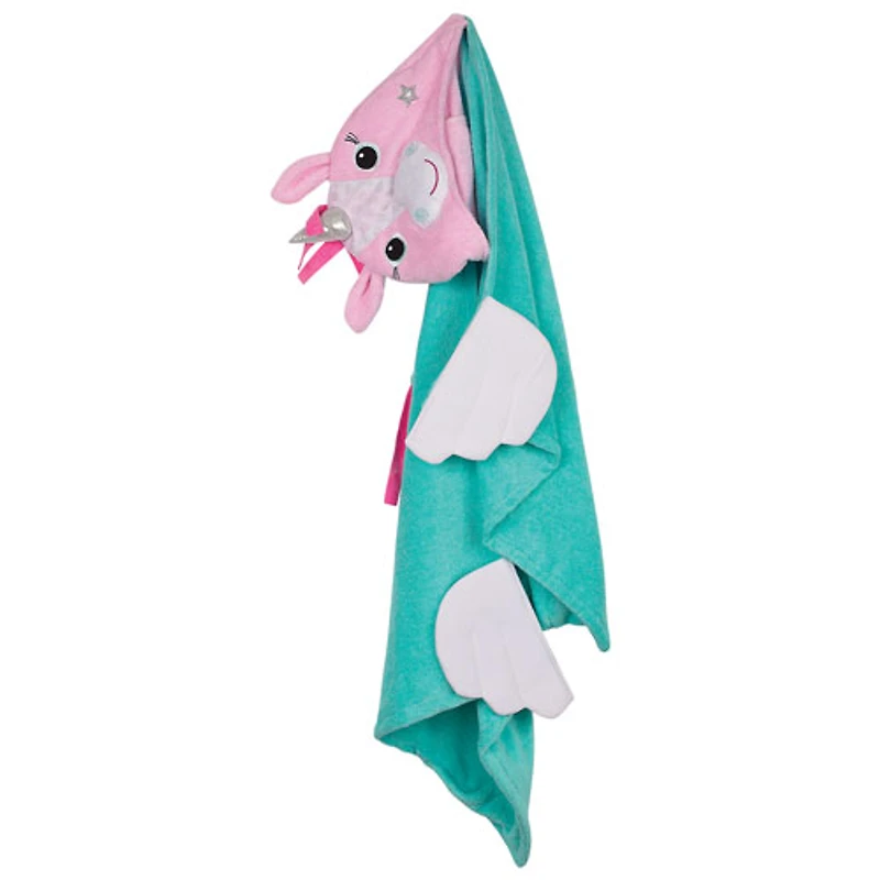 Zoocchini Kids Plush Terry Hooded Towel - 2 Years+ - Allie the Alicorn