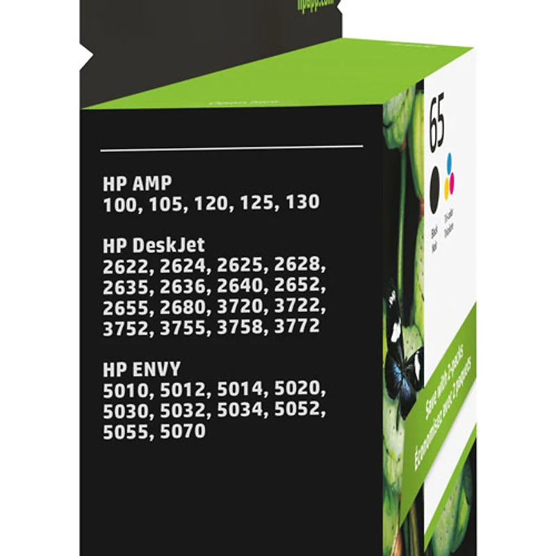Paquet de 2 cartouches d'encre couleur/noire HP 65