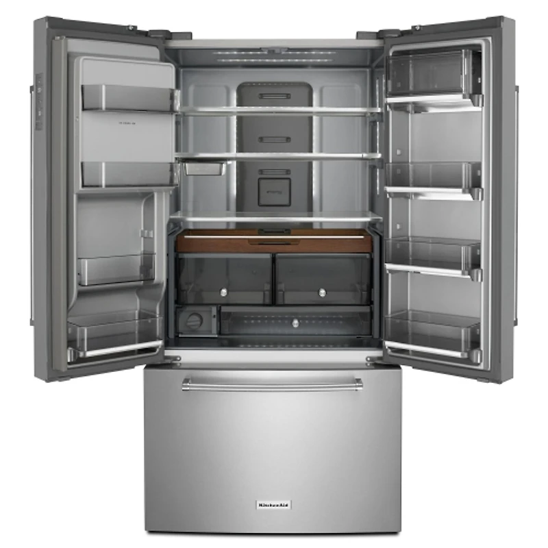 KitchenAid 36" 23.8 Cu. Ft. Counter-Depth French Door Refrigerator with Water & Ice Dispenser (KRFC704FPS) - Stainless Steel