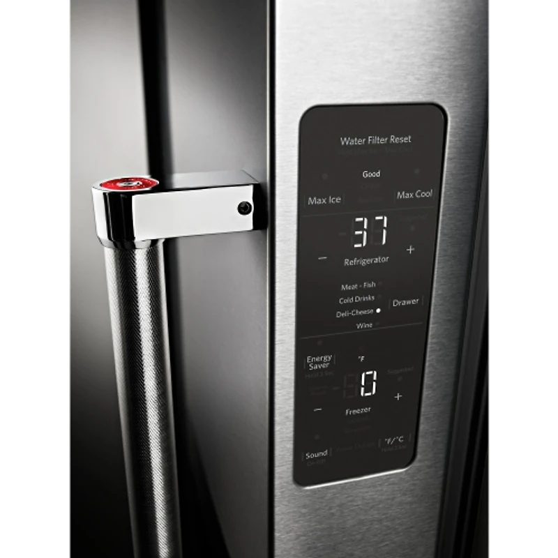 KitchenAid 36" 23.8 Cu. Ft. Counter-Depth French Door Refrigerator with Water & Ice Dispenser (KRFC704FPS) - Stainless Steel