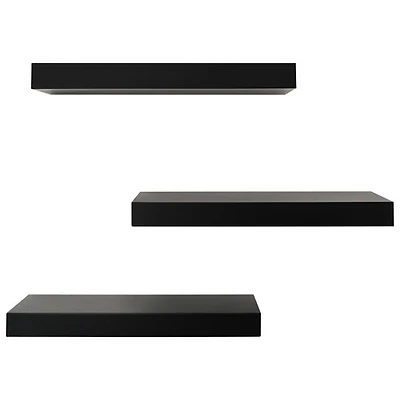 3 tablettes murales de 16 po Maine - Noir