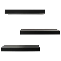 3 tablettes murales de 16 po Maine - Noir