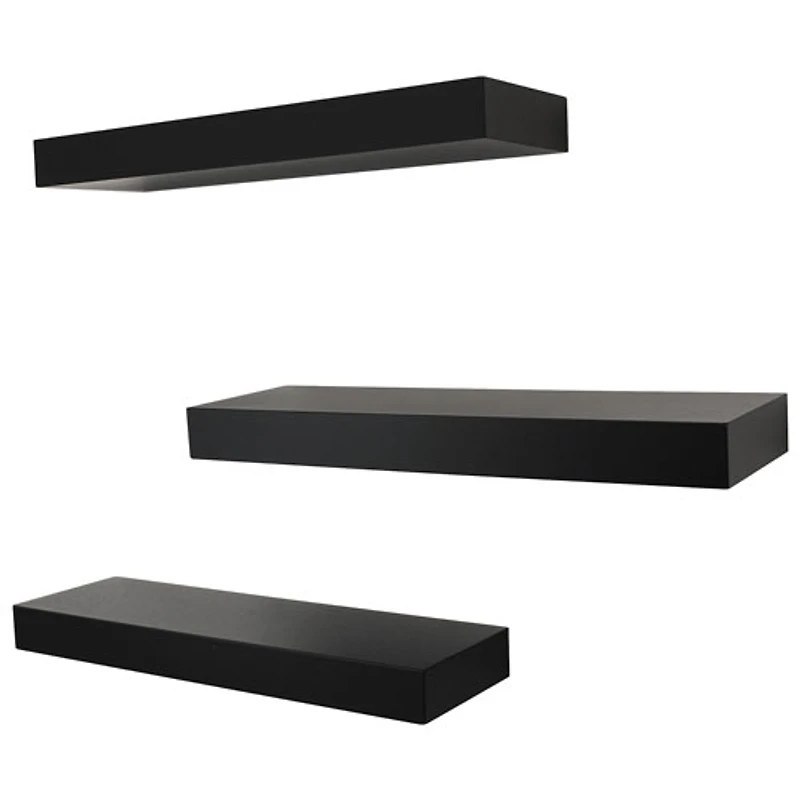 3 tablettes murales de 16 po Maine - Noir