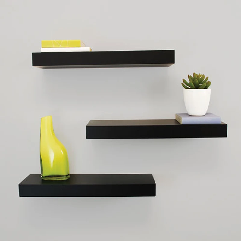 3 tablettes murales de 16 po Maine - Noir