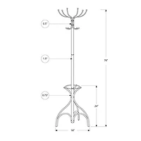 Monarch Metal Coat Rack - Silver