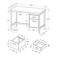 Contemporary Computer Desk - Dark Taupe/Silver