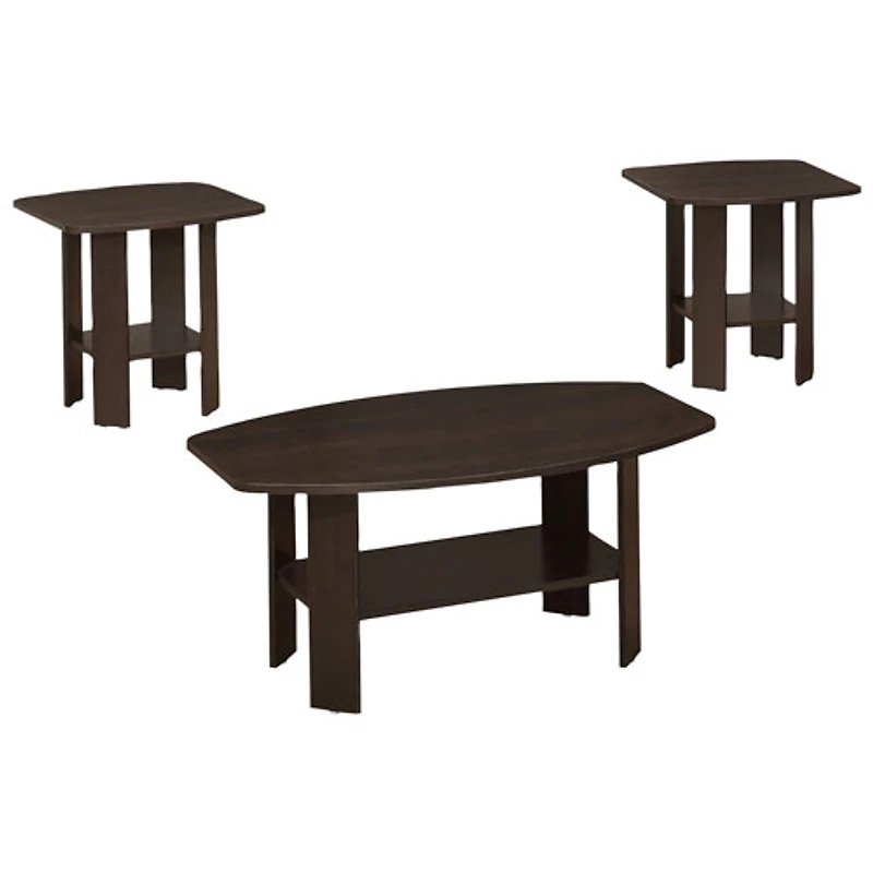 Contemporary 3-Piece Table Set - Cappuccino