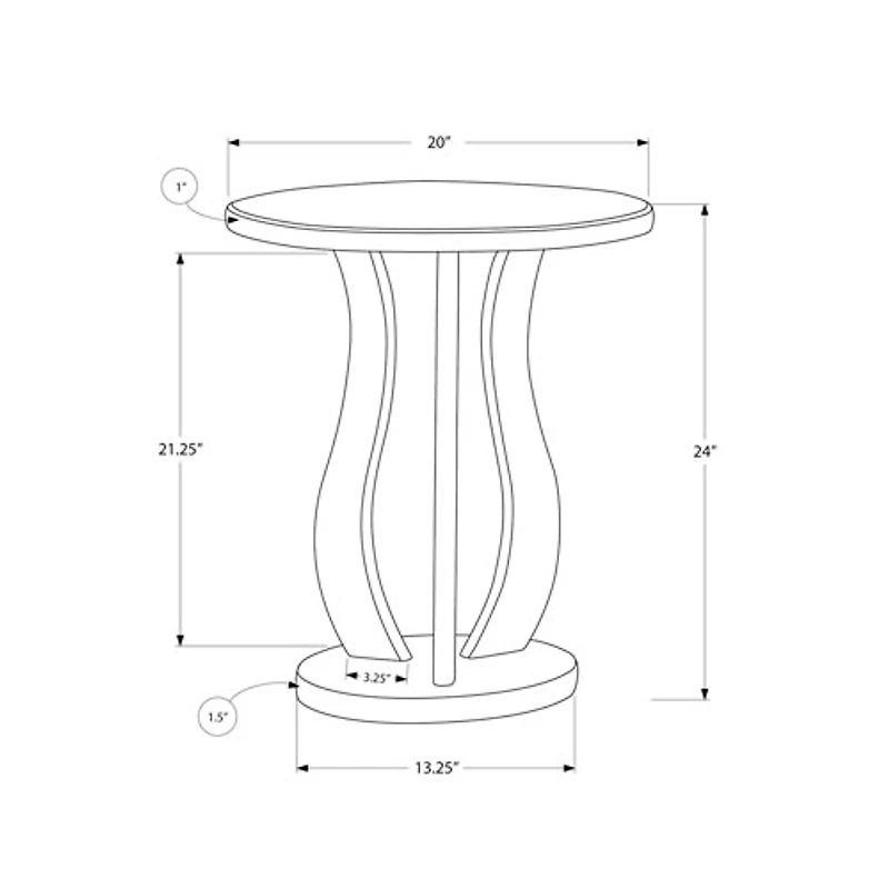 Contemporary Round End Table With Mirror Finish - Brushed Silver