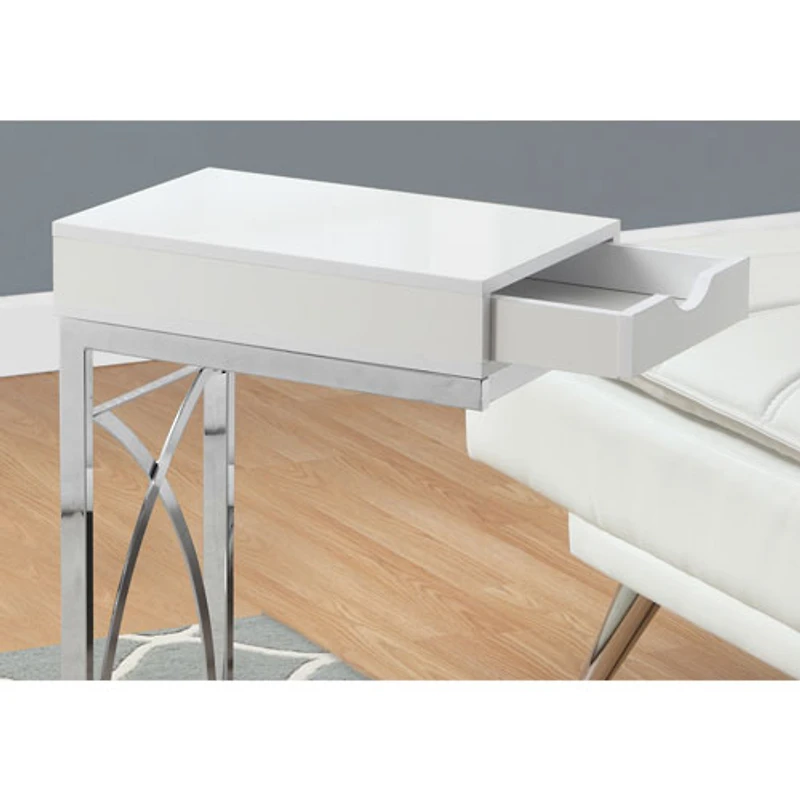 Table d'appoint rectangulaire contemporaine - Blanc lustré