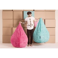 Sitting Point Fluffy Pink XL Contemporary Velvet Bean Bag Chair - Pink