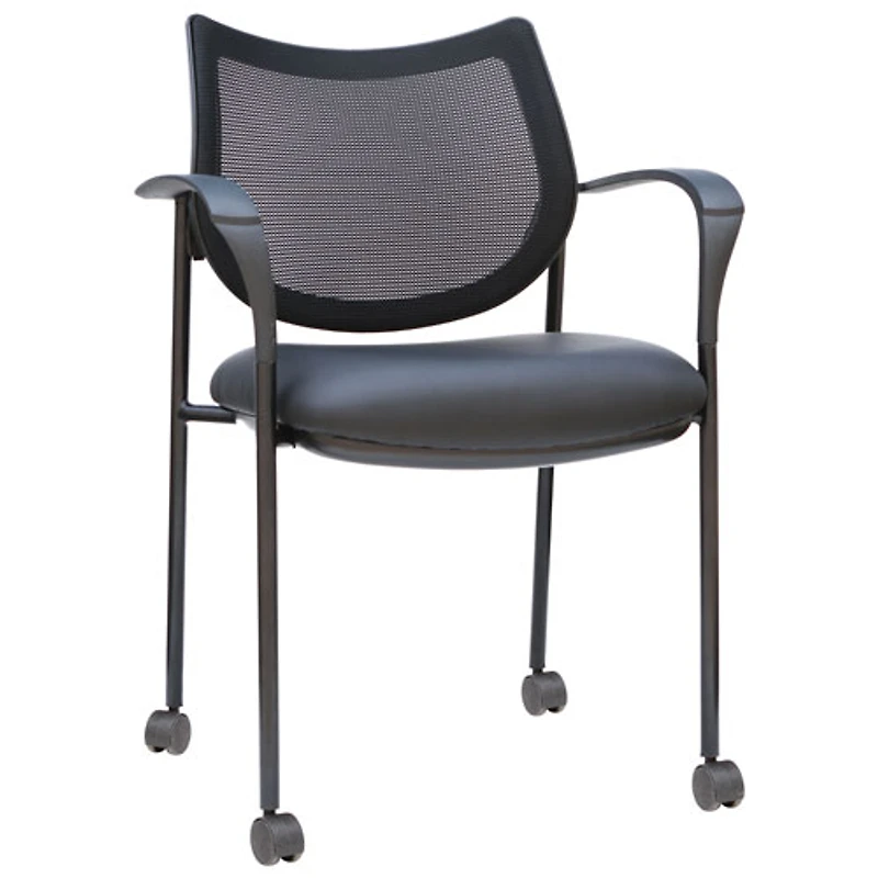 TygerClaw Ergonomic Mid-Back Fabric Guest Chair - Black
