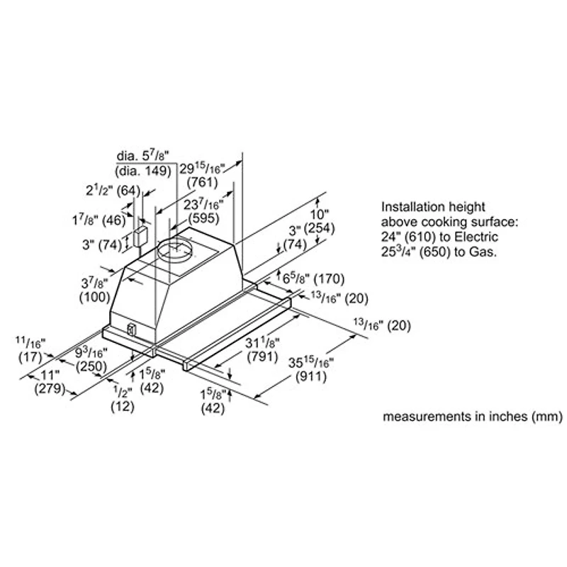 Hotte escamotable intégrée de 36 po série 500 de Bosch (HUI56551UC) - Acier inoxydable