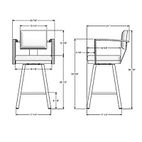 Akers Modern Counter Height Barstool - Magnetite/Cloud