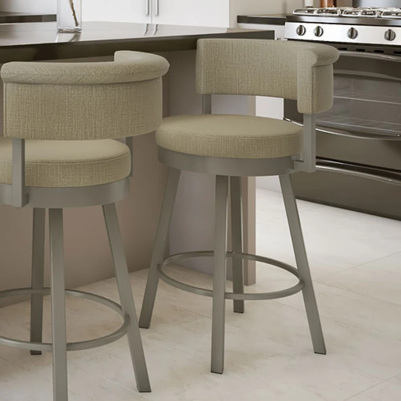 Rosco Contemporary Bar Height Barstool - Titanium/Biscuit