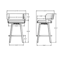 Tabouret de bar contemporain à hauteur de bar Stinson - Corail noir-nuage