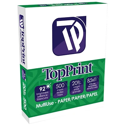 500 feuilles 8,5 x 11 po de papier à usages multiples de TopPrint - luminosité de 92