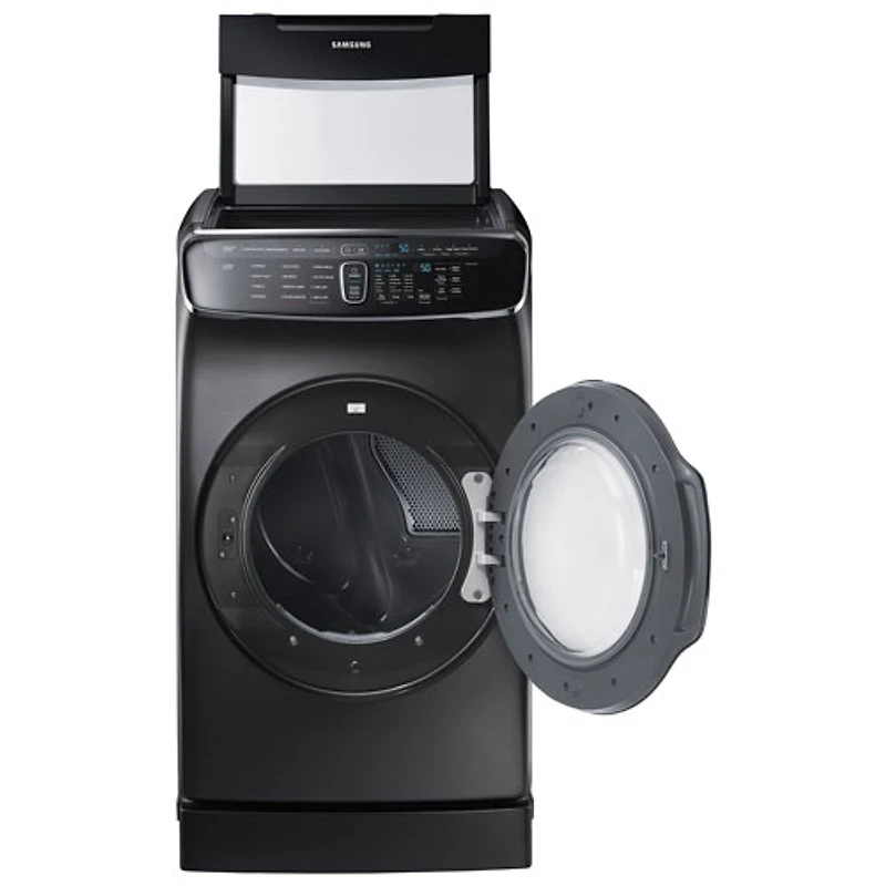 Samsung 7.5 Cu. Ft. Large Capacity Electric Dryer with Moisture Sensing, Steam, Energy Star & Wi-Fi (DVE60M9900V) - Black Stainless Steel