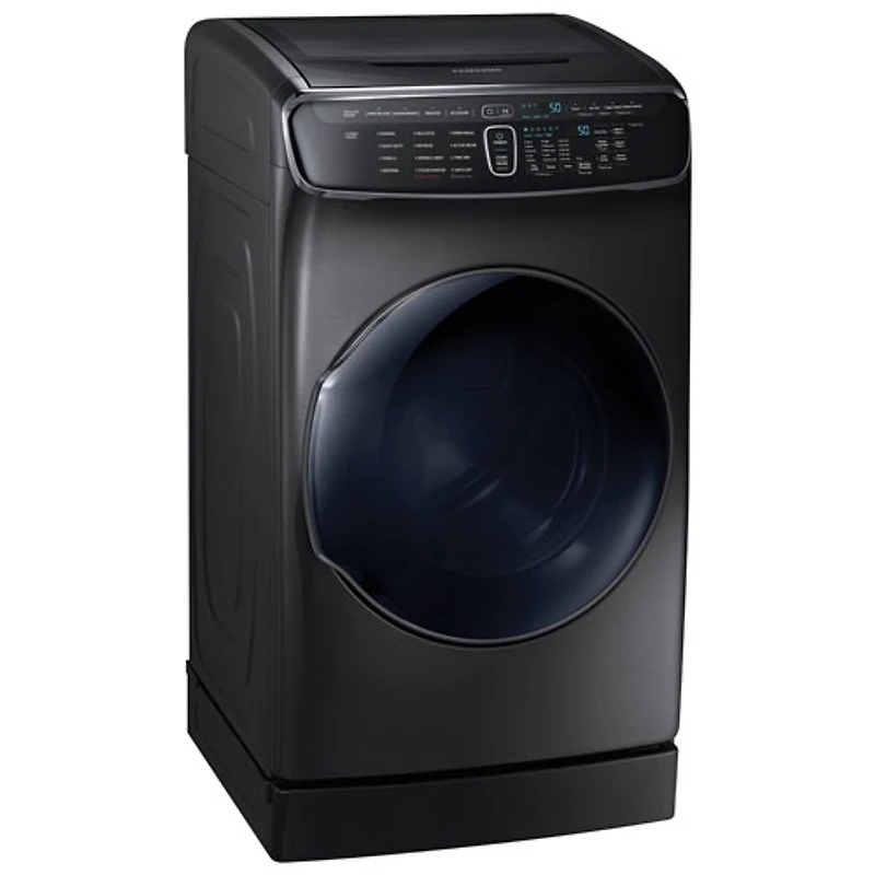 Samsung 7.5 Cu. Ft. Large Capacity Electric Dryer with Moisture Sensing, Steam, Energy Star & Wi-Fi (DVE60M9900V) - Black Stainless Steel